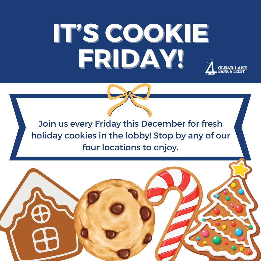 Its Cookie Friday! Stop by any of our four locations to enjoy some fresh holiday cookies today.