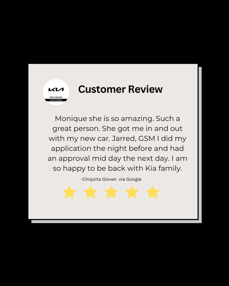 KiaGwinnett's tweet image. Your feedback keeps our team motivated! Thanks for choosing Kia Gwinnett. #KiaLove #TopService #rickcasefamily #ThankYou