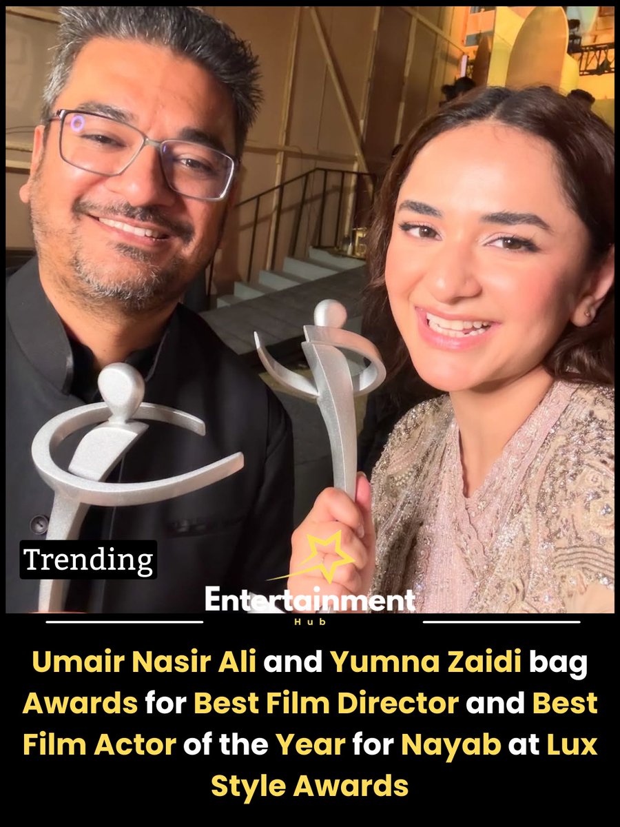 When the actor and director share the same vision, magic happens 🌟. #YumnaZaidi proves she’s in a league of her own, winning Best Film Actor of the Year for #Nayab, while #UmairNasirAli, film’s director, also takes home an award👑
<a href="/umairnasirali1/">Umair Nasir Ali</a> <a href="/yumnazaidi3/">yumna zaidi</a>

#LuxStyleAward2025