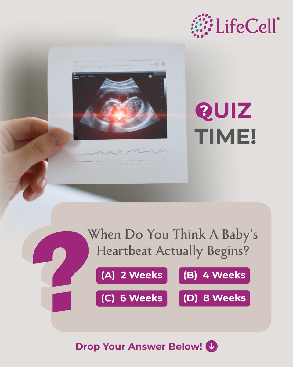Lifecellint's tweet image. A baby’s heartbeat is one of the first magical milestones in pregnancy — tiny, delicate, and full of life. 💓
But most parents are surprised to learn when it actually begins.

Take your guesses in the comments!

#BabysHeartbeat #PregnancyMilestone #FirstHeartbeat #PregnancyMagic