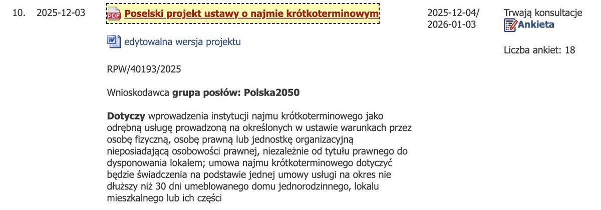 Hotelarz Airbnb spędza Ci sen z powiek?

Zagłosuj za projektem ustawy dzięki której "hotelarz" musi dostać zgodę od wspólnoty mieszkaniowej na prowadzenie Airbnb w bloku w którym mieszkasz.

link w komentarzu👇