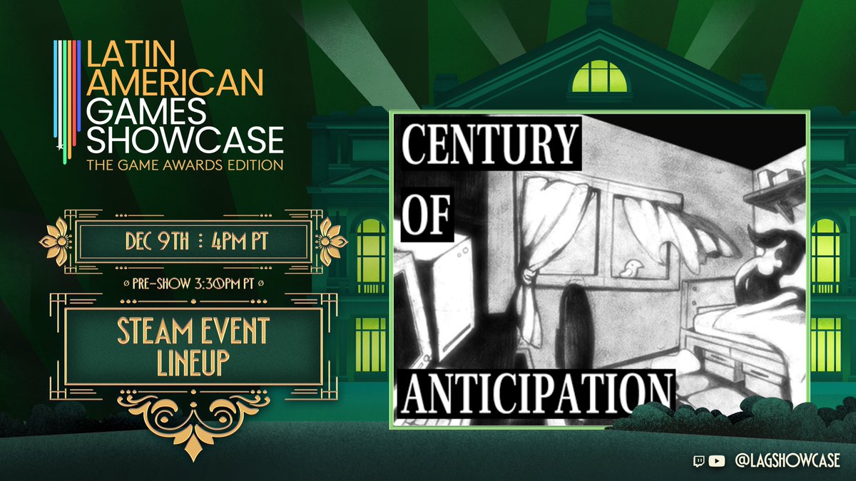 The <a href="/LAGShowcase/">Latin American Games Showcase</a>  is among us 🤩

And until December 18th, you can discover amazing games and also enjoy discounts on our visual novels!

This is your moment to grab Century of Anticipation!
store.steampowered.com/app/2555760/Ce…

#LAGS #LAGShowcase #timegalleon #visualnovel #indiegames
