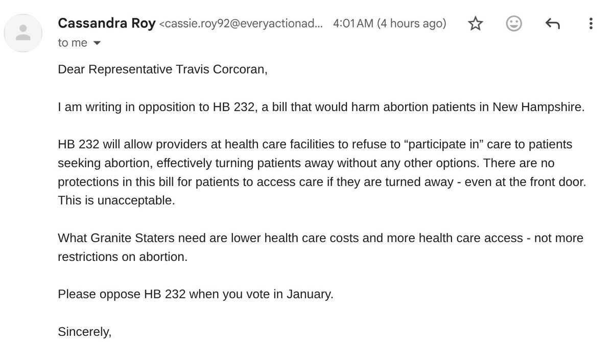 travis4nh's tweet image. I get email from a constituent.

I respond.
