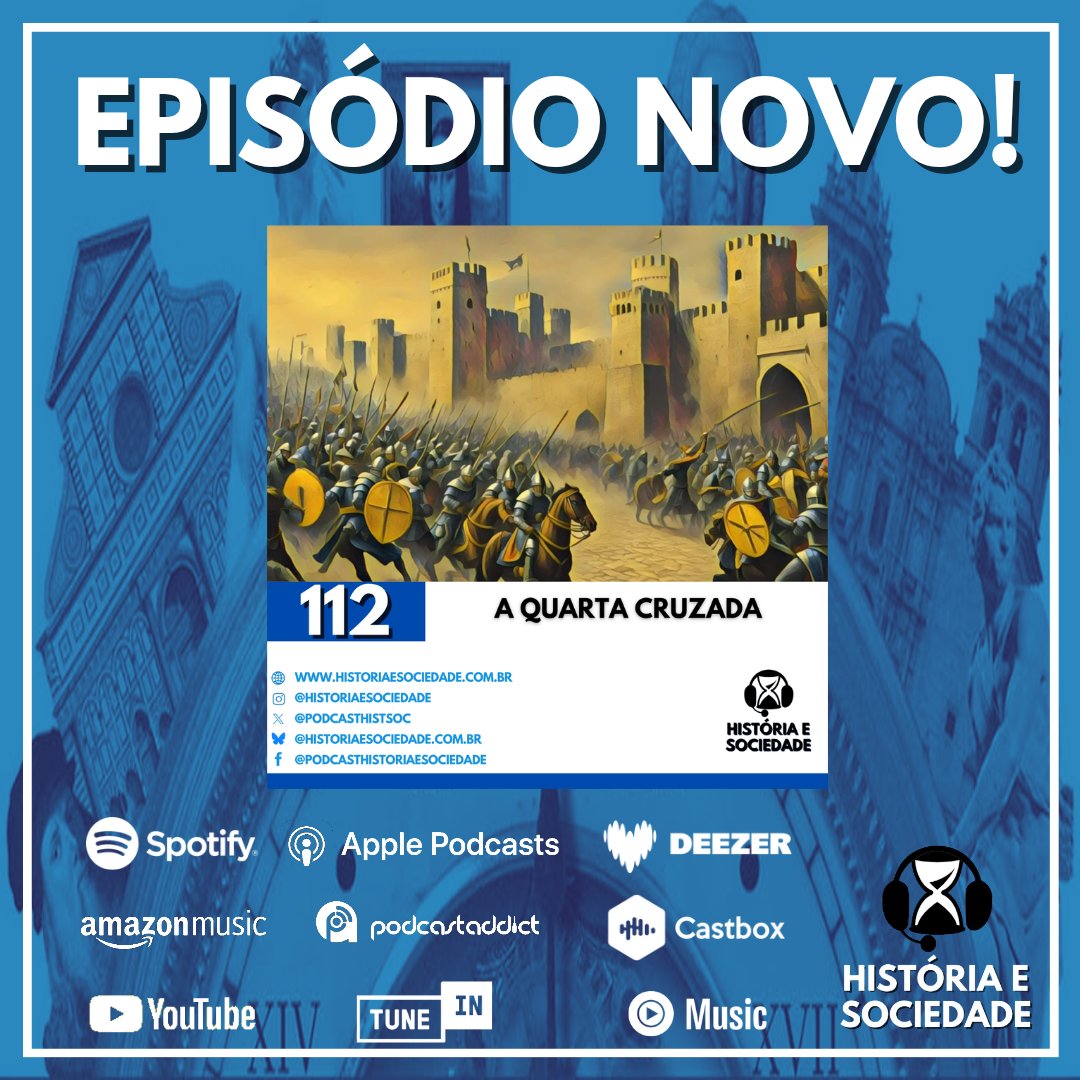 Saiu um episódio novo! Nele, os historiadores Sérgio Amaral e Lewy Mota falam sobre a Quarta Cruzada durante a Idade Média. Vem conferir que tá muito bom!

Escolha por onde ouvir em: historiaesociedade.com.br/links

Ou escute pelo Spotify em: open.spotify.com/episode/5jjPVd…