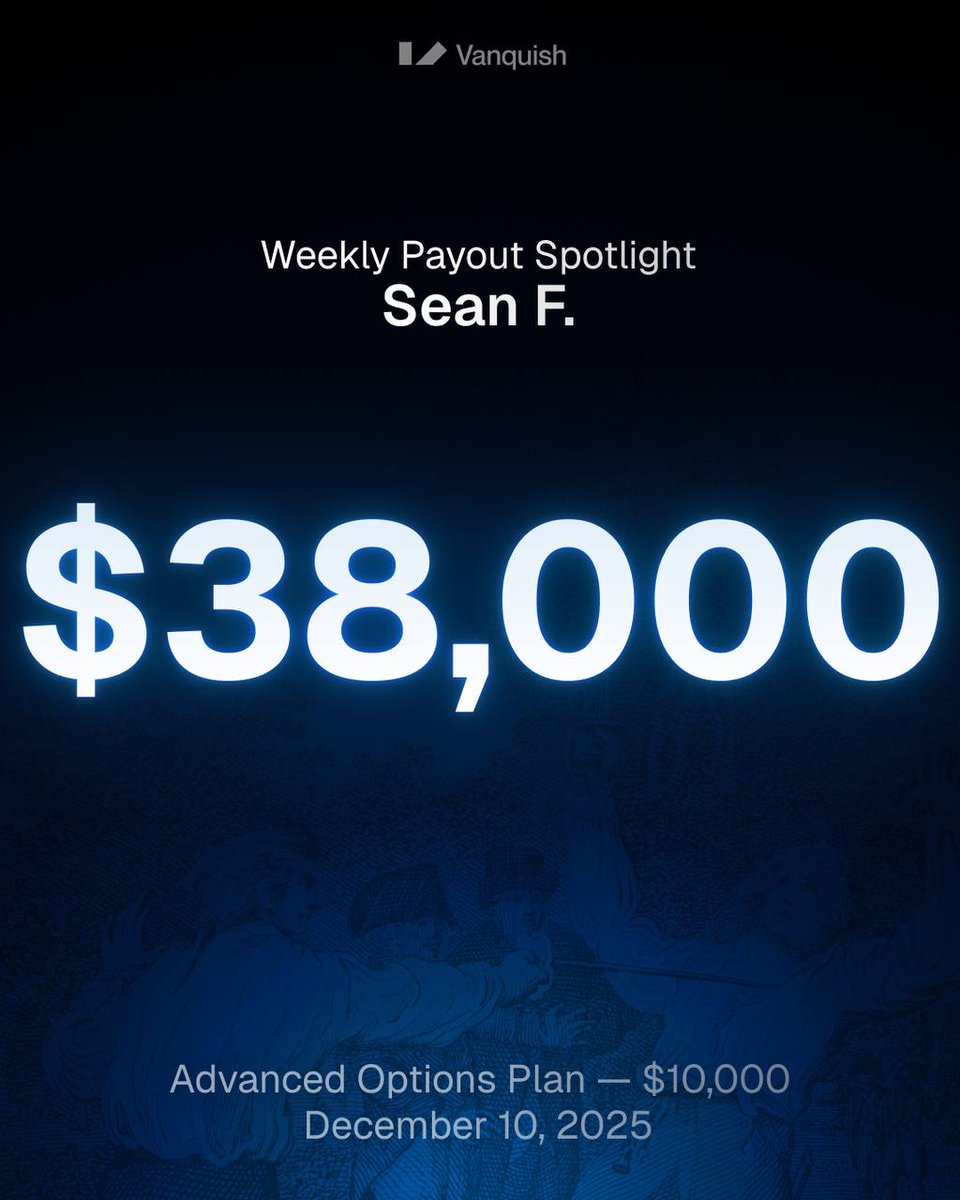 VanquishTrader's tweet photo. Market volatility isn't stopping our traders.

Sean F. just secured a $38,000 PAYOUT on his 10k Advanced Options Plan.

He now holds the crown for the highest single payout we’ve ever processed.

Think you can break his record?

Sign up on Vanquish now👇 https://t.co/8kQFUtW7l9