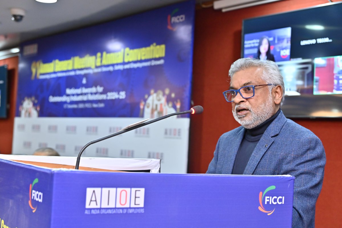 The labour reforms in India, introduced through the four labour codes, lay a strong foundation for a stable industrial relations system: Mr Ravi Peiris, Sr Specialist- Employers Activities, <a href="/ILONewDelhi/">ILO India</a> at the 91st Annual General Meeting &amp; Annual Convention of <a href="/AlOE__India/">All India Organisation of Employers</a>.