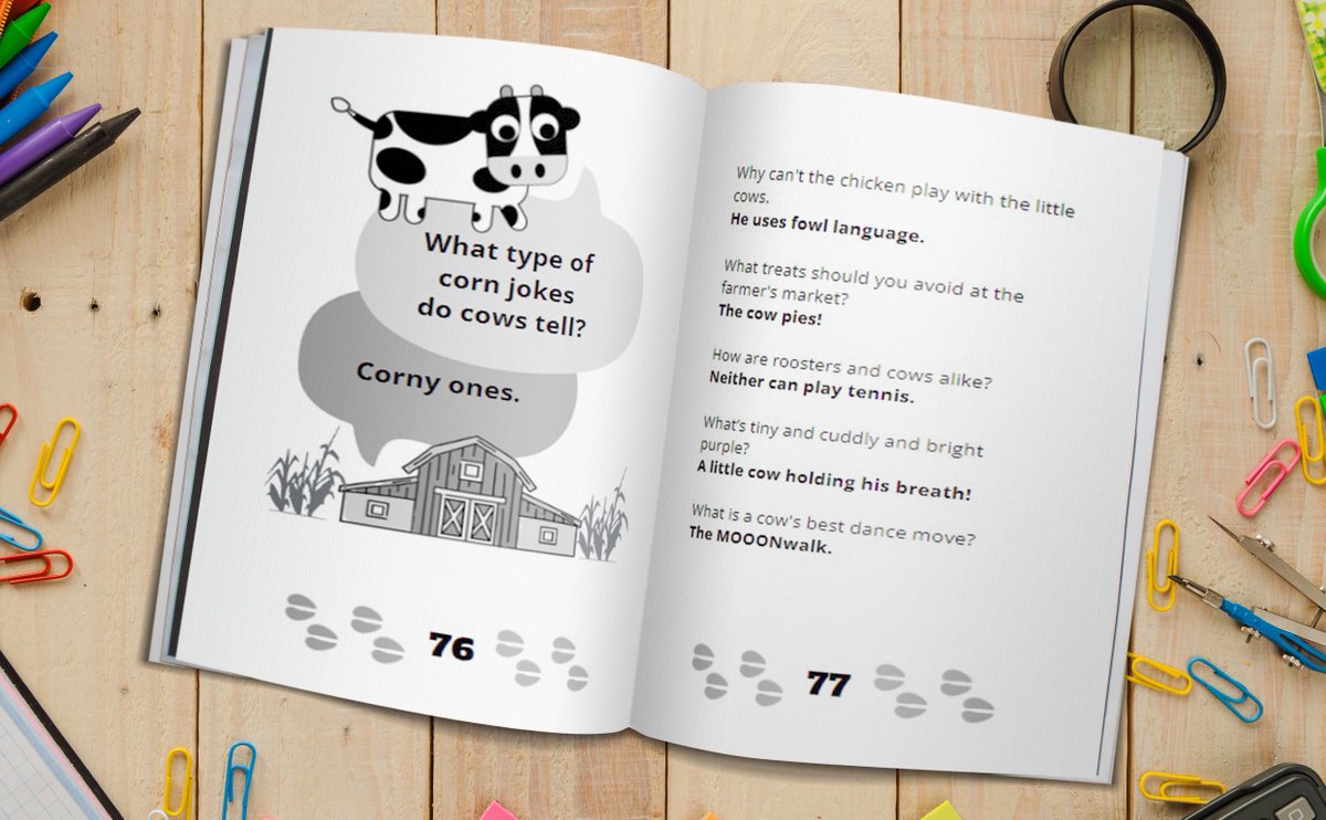 MrTimZak's tweet image. FREE E-BOOK!!! My #cows #jokebook #kidsbook #ebook is on #Amazon for FREE!!!!! "300 Legend Dairy Cow Jokes for Kids!" biggest cow joke book and perfect gift idea you can share with friends and family for hours of laughing. #FreeKindleReads #farmlife #farm amazon.com/dp/B0CP53W9LL