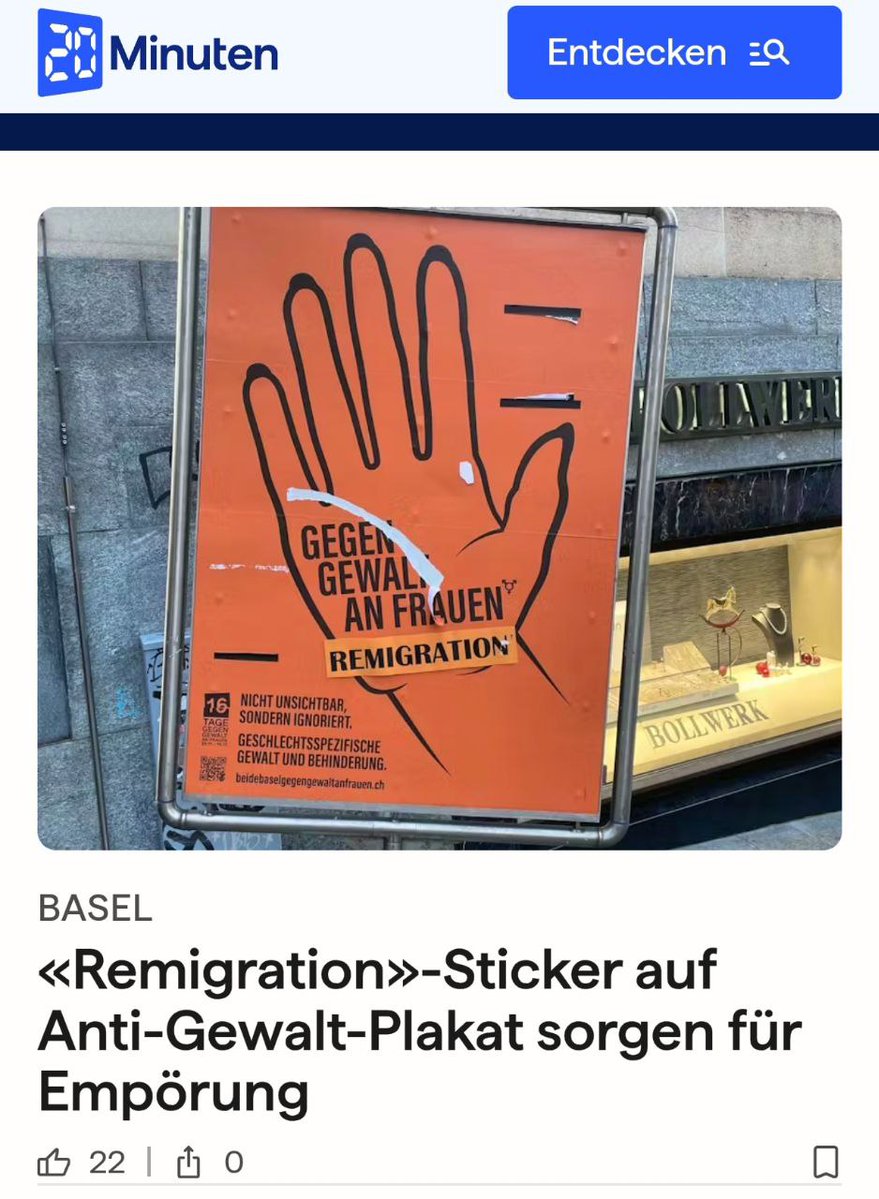 Warum regen sich die Guten und Netten so auf? Remigration würde doch sicher helfen gegen Gewalt an Frauen, oder etwa nicht? Was wohl die impertinente Ewigstudentin Tamara Funiciello dazu sagen würde?

Mein Textvorschlag wäre: 
"Mit Remigration gegen Gewalt an Frauen!"