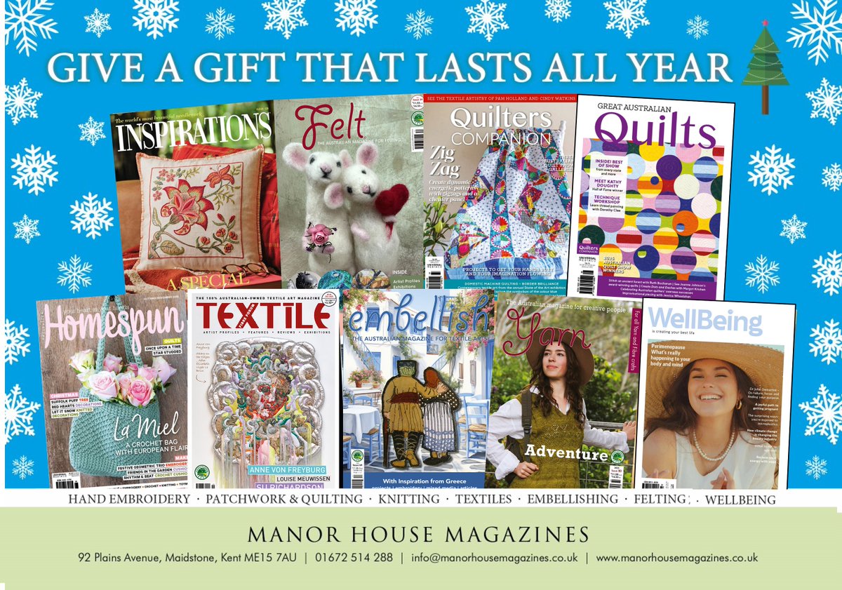 CraftMagazines's tweet photo. Give (or receive) a #ChristmasGift  that lasts all year... Subscribe to one of our #craft #magazines: https://t.co/AdRiLze4Wa
🎄🎅🎁🧵
#embroidery #needlework #stitched #felt #felting #quilting #Quilts #Wellbeing #mindfulness #textiles #mixedmedia #embellish #knitting #crochet https://t.co/ACWziOtjlH