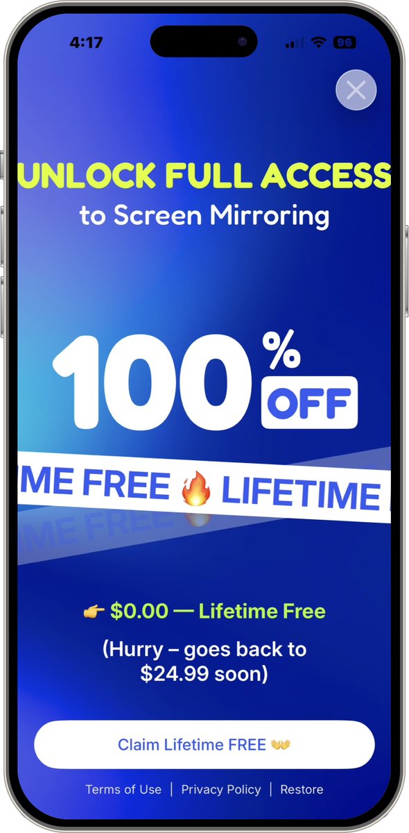 APPS_RH's tweet photo. لفترة محدودة، الشراء مجاني داخل التطبيق
لـ الآيفون والآيباد.

Screen Mirroring - يسمح تطبيق Cast to TV للمستخدمين بعكس شاشة إلى معظم أجهزة التلفزيون الذكية والشاشات بدقة عالية كاملة، لاسلكيا وبدون تأخير

https://t.co/fX0sDXoJxg
إذا طلع معك خيار الشراء اضغط على Xحتى يطلع لك العرض https://t.co/I0DfVdZFzO