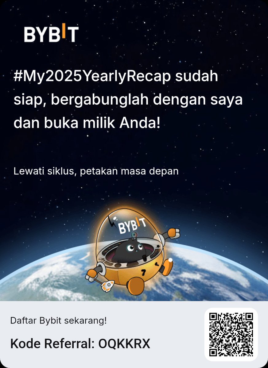 Chandra050217's tweet photo. Buka rekap 2025 Anda dan petakan masa depan bersama saya!  Pengguna baru juga bisa memenangkan hadiah 6.135 USDT.
#My2025YearlyRecap #BybitRecap #Bybit2025 #CryptoRecap2025 #BybitRecap2025
 https://t.co/9Fx5JdNlsV https://t.co/iMQf8WyXlh