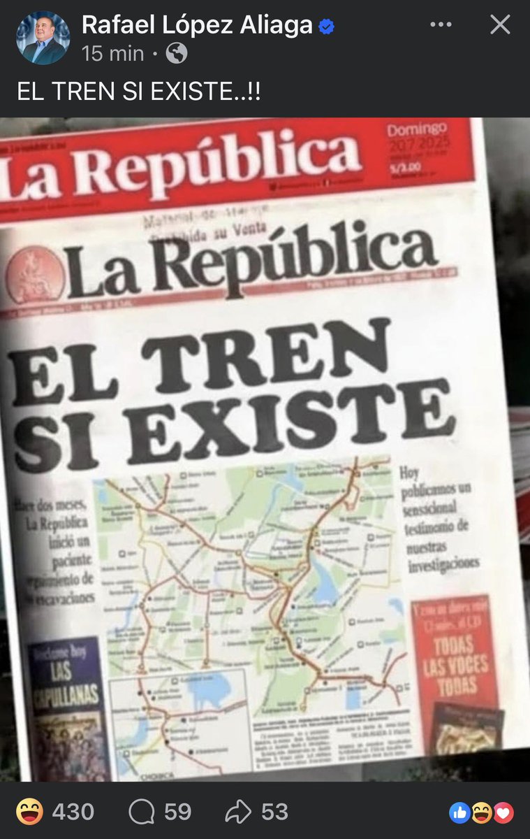 Que buenaa!!! Ayer en la marcha blanca el tren llegó A Chosica sin problemas, contra todo pronóstico de los zurdos y prensa caviar de nuestro querido Perú, seria genial leer opiniones de Dina y su gran ministro de Transportes de epocas pasadas..