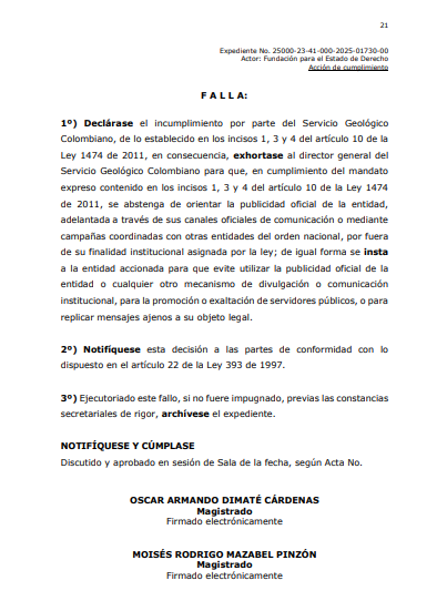 RedMasNoticias's tweet photo. #Colombia | Tribunal pone ‘tatequieto’ al Servicio Geológico y le ordena no difundir publicidad del Gobierno. “Si quieren impedir que se comunique deben cambiar la Constitución”, responde el presidente Petro. https://t.co/qCyAHuakT8