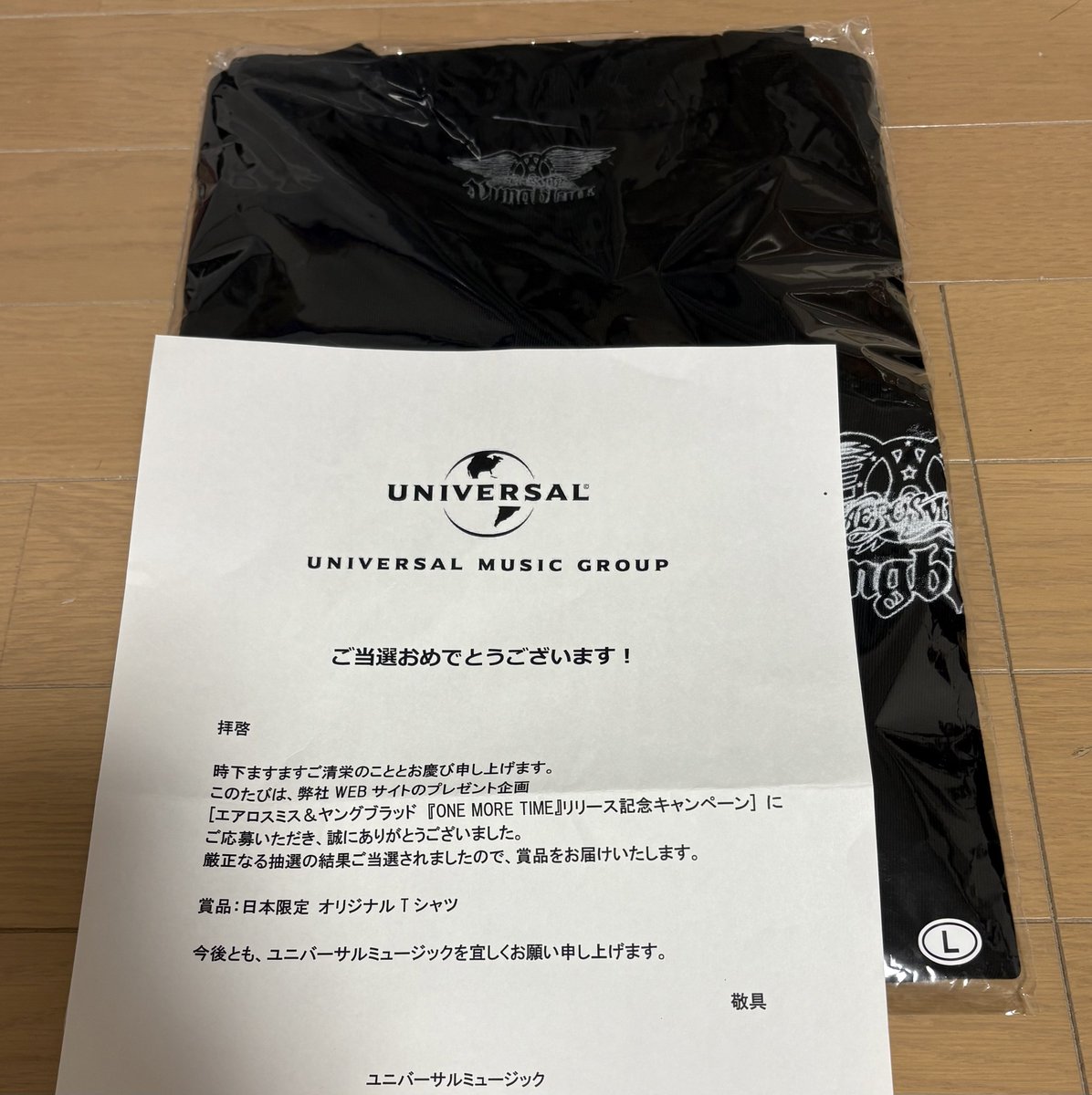 エアロスミス & ヤングブラッド　オリジナルTシャツ エアロスミス & #ヤングブラッド 日本限定オリジナルTシャツ当選した