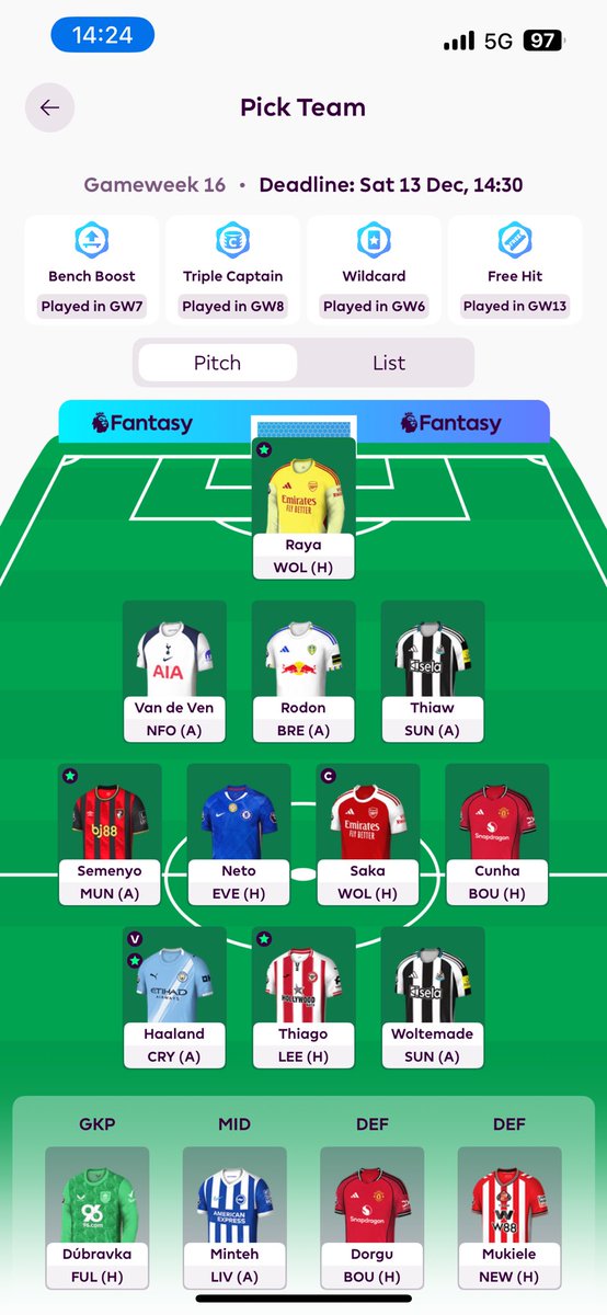vbergstroms's tweet photo. @fplsverigetv Har alla 5 ft kvar. Kan man hålla på Wolte, Neto, Semenyo etc någon omgång till, eller är det läge att panika in Foden, Bruno och Fulham-spelarna redan nu och köra template som alla andra? https://t.co/RWRnx9zp1e