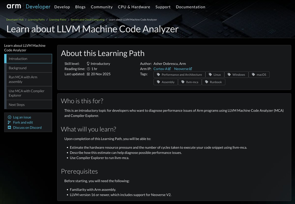 LLVM Machine Code Analyzer for arm

learn.arm.com/learning-paths…
