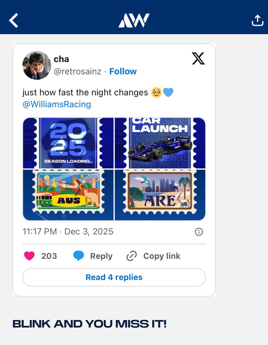retrosainz's tweet image. mah… pah… adek masuk tipi williams 🥺🙏🏻 #lebay #firsttime