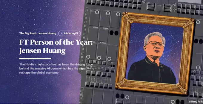 🔵MARKETEVANS: Jensen Huang nominato Persona dell'Anno dal Financial Times