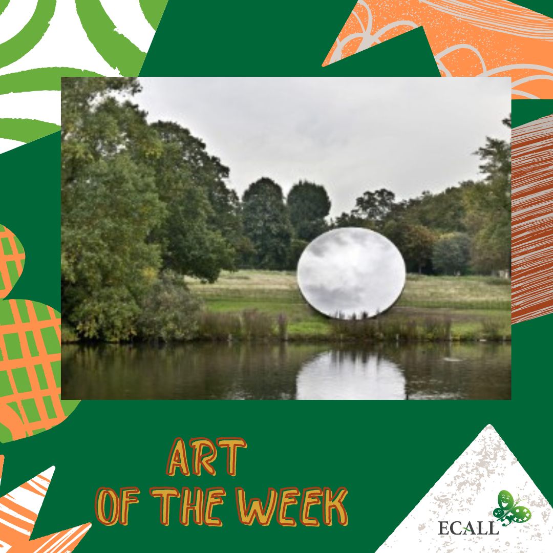 Sky Mirror by Anish Kapoor reflects the sky and flips perspectives on surroundings.