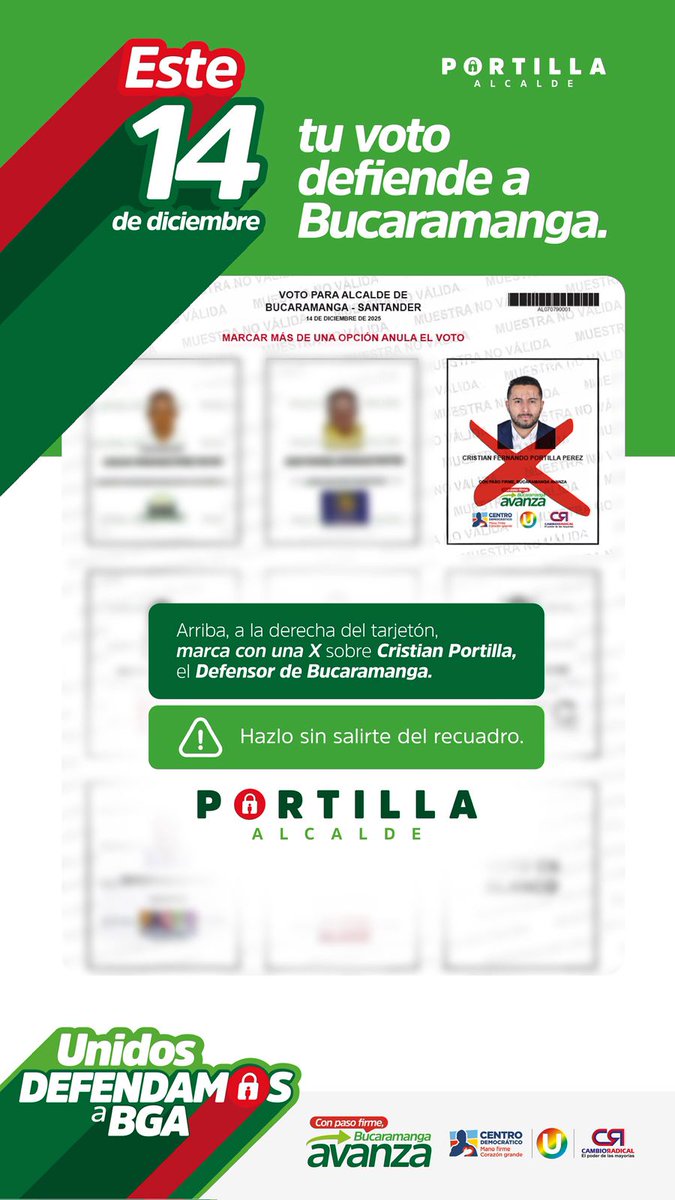 SalazarPilonie1's tweet photo. El ÚNICO candidato de #DERECHA en las elecciones atipicas #Bucaramanga es @Cportilla40 representa los valores de la FAMILIA y la visión de desarrollo Territorial. #PortillAlcalde #DefendamosBGA 🔐 🇨🇴 ✅️ 🔐 https://t.co/hoohsGczme