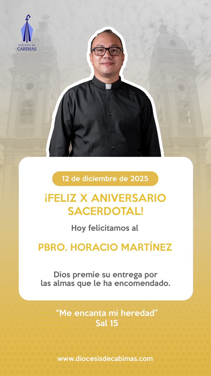 Celebramos en este día el Aniversario de Ordenación Sacerdotal del Padre Horacio Martínez.

Ofrezcamos una oración de acción de gracias a Dios por él 🙏