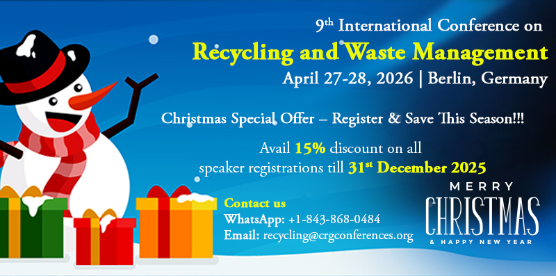 We are pleased to offer a 15% discount on the registration fee for all participants who register before the Early Bird deadline. Submit Your Abstract : crgconferences.com/recycling/abst… #Recycling2026 #CallForPapers #ChristmasOffer #EarlyBirdDiscount #Sustainability #Berlin2026