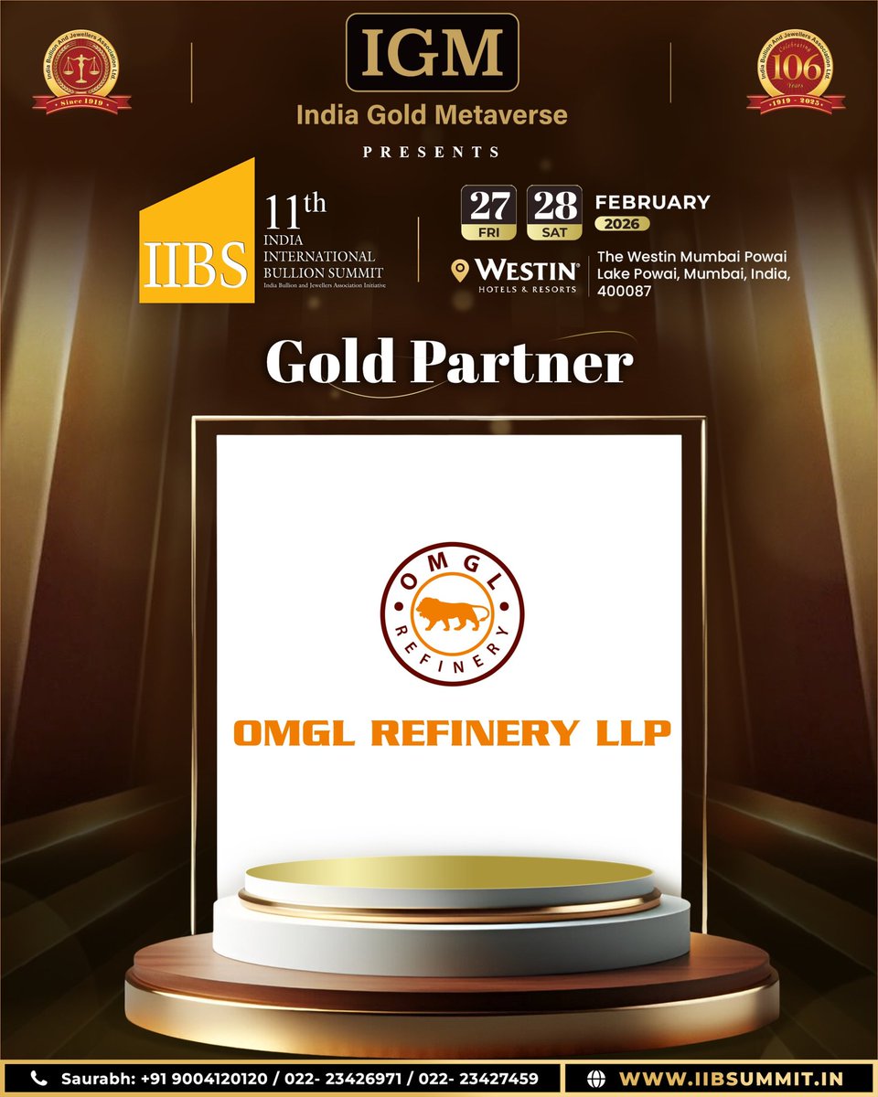 Sponsorship Announcement 📣

We’re excited to welcome *OMGL REFINERY LLP* as a *Gold Sponsor* for IIBS 11! 🏅

As a premier name in refining and bullion services, *OMGL REFINERY LLP* brings deep expertise and a commitment to trusted, high-quality precious metals. Their support