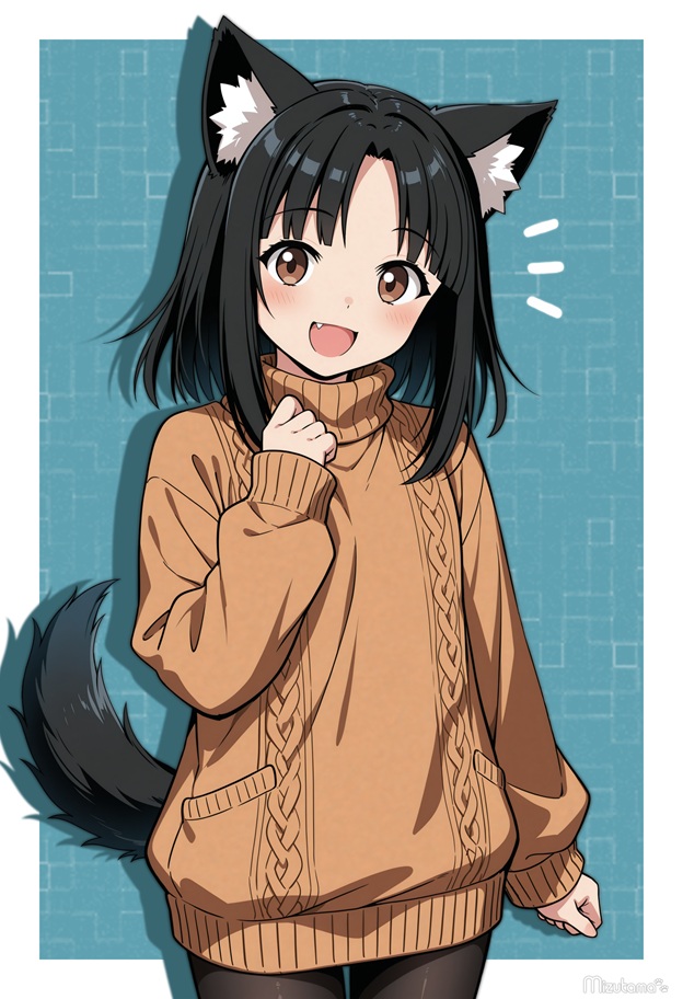 いぬこ こんばんは🌙 (Have a good one.) セーターわんこさん (dog girl in