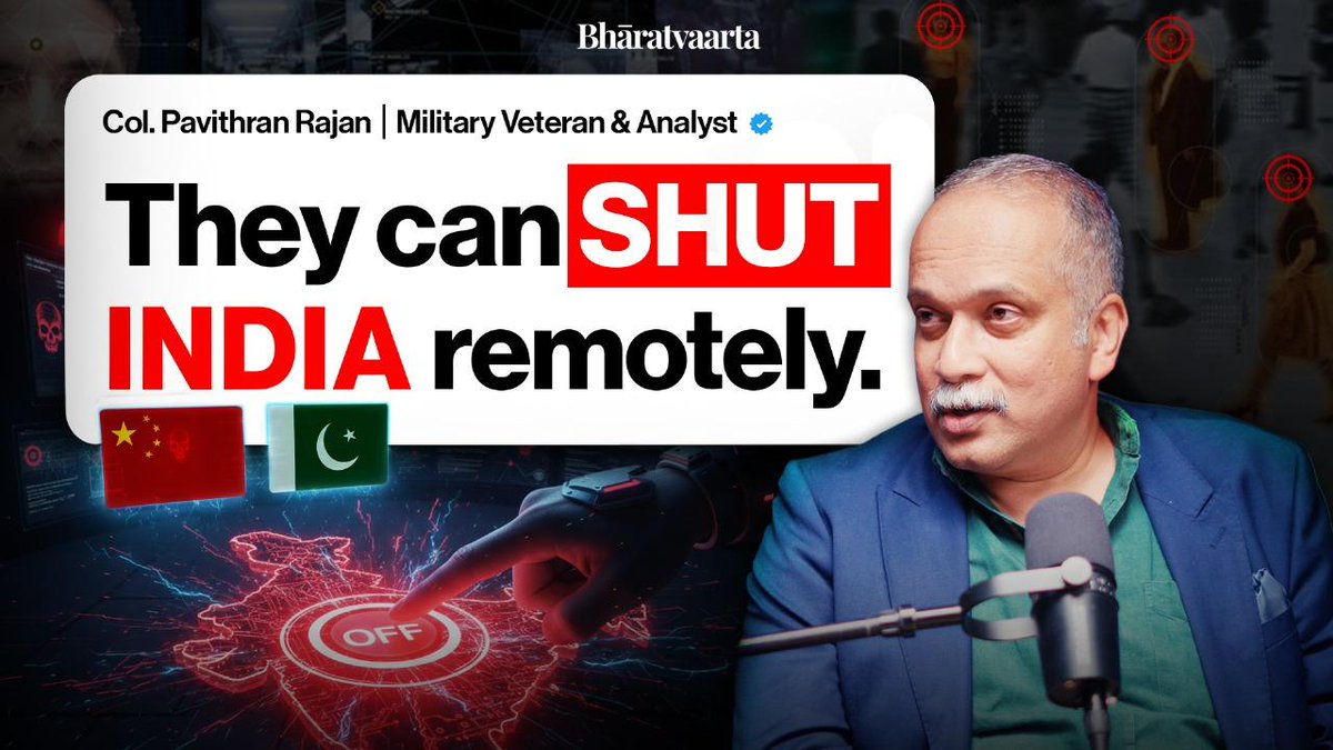 bharatvaarta's tweet photo. 🚨🚨 New Episode Out! 🎙️ Are We Already at War? — Algorithmic Warfare, China & India’s Sovereignty | Col. Pavithran Rajan 

In one of the most eye-opening conversations on Bharatvaarta, Col. Pavithran Rajan explains why modern conflict no longer begins with tanks — it begins with algorithms, narratives, platforms, and technology sovereignty.

From China’s civil–military fusion to Big Tech’s political influence, from the collapse of the global order to digital-age propaganda, this episode breaks down how India must think about security, power, and freedom in the 21st century. ⚔️🌐

🔥 Why modern wars begin long before the first shot is fired
⚡ China’s tech–industrial consolidation — and India’s vulnerabilities
🧠 Cognitive warfare, platforms & algorithmic control
📱 Digital sovereignty: who really influences what we see?
🌍 The end of the old global order & what it means for India
🔎 “Shared sovereignty” vs “Contested sovereignty” — the truth

💬 “There is no peace or war anymore — only a persistent, contested space where algorithms decide what you think.” — Col. Pavithran Rajan

Link below 👇👇
