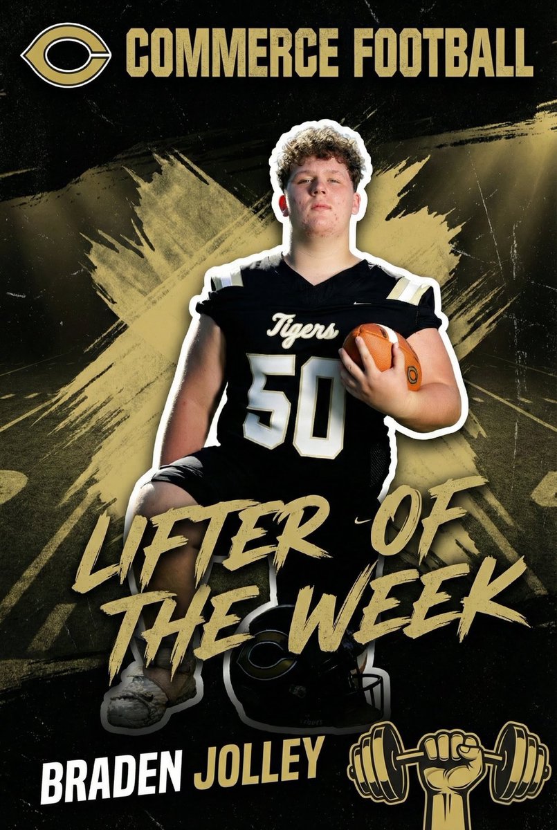 CommerceFBGa's tweet image. Lifter Of The Week 
2028 OL
Braden Jolley (@Braden_Jolley50)