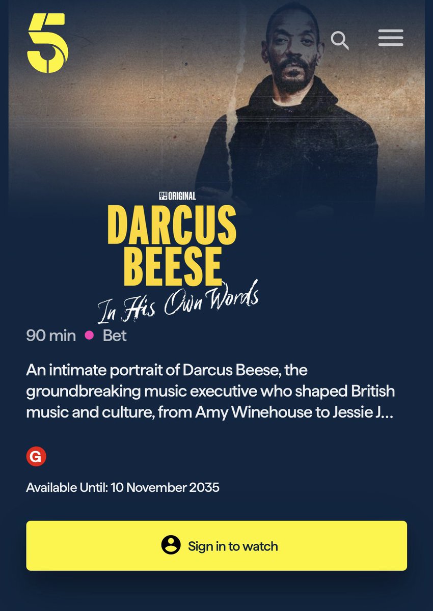 BET_UK's tweet photo. 🎬 Now streaming on 5: https://t.co/udKxLPkWc0

Darcus Beese: In His Own Words is here. A feature-length documentary celebrating the visionary music exec—his biggest moments, lasting legacy, and cultural impact across UK &amp; US music. 

#BETUK #Music #DarcusBeese #Documentary https://t.co/GGaaN7zlKc