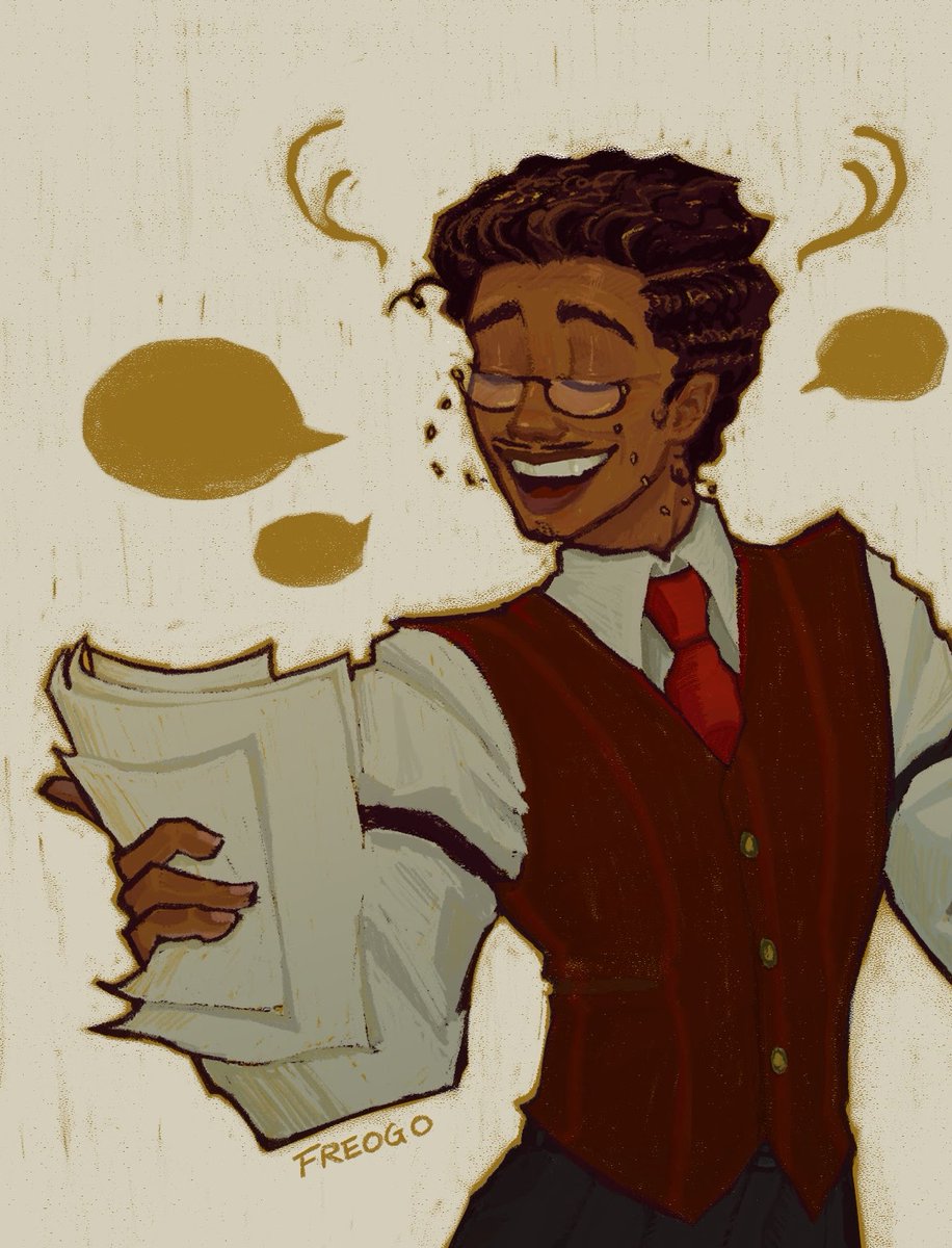 freogo's tweet photo. #HazbinHotel #AlastorHazbinHotel 
drawing him as a human!!!! and omg this was so fun (uncropped version below!) https://t.co/LQRuycZQYm