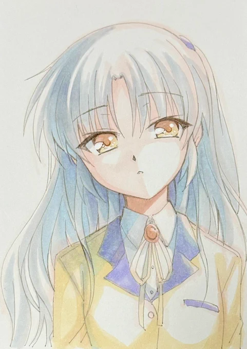 1220日目のアナログイラストはAngel Beats!の天使ちゃんこと立華かなでちゃんです。