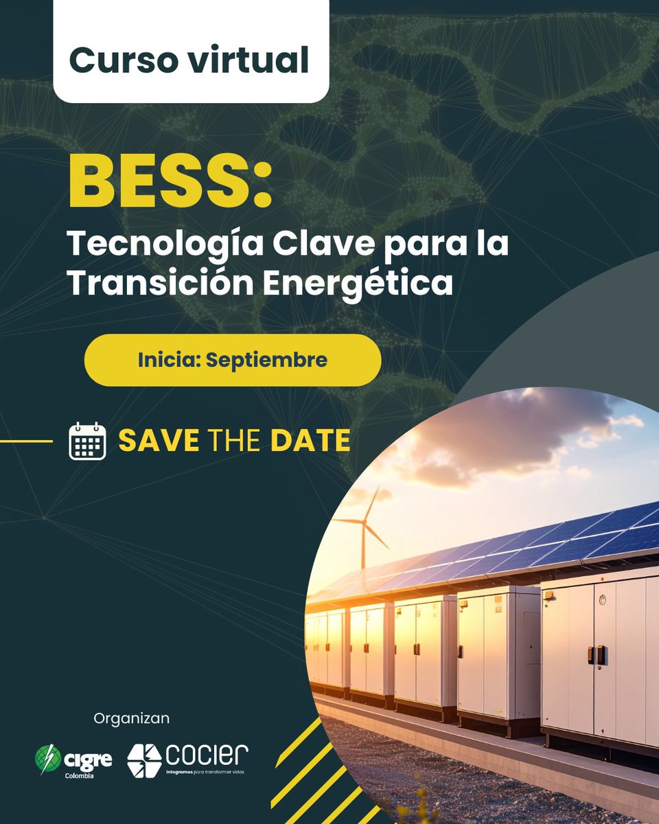 ⚡ El almacenamiento que transforma el sector.
Domina los fundamentos técnicos y aplicaciones de los sistemas BESS.

📆 Inicia en septiembre de 2026.
Preinscríbete ahora: forms.office.com/r/h2AhTkhGJp

#BESS #Almacenamiento #Baterías