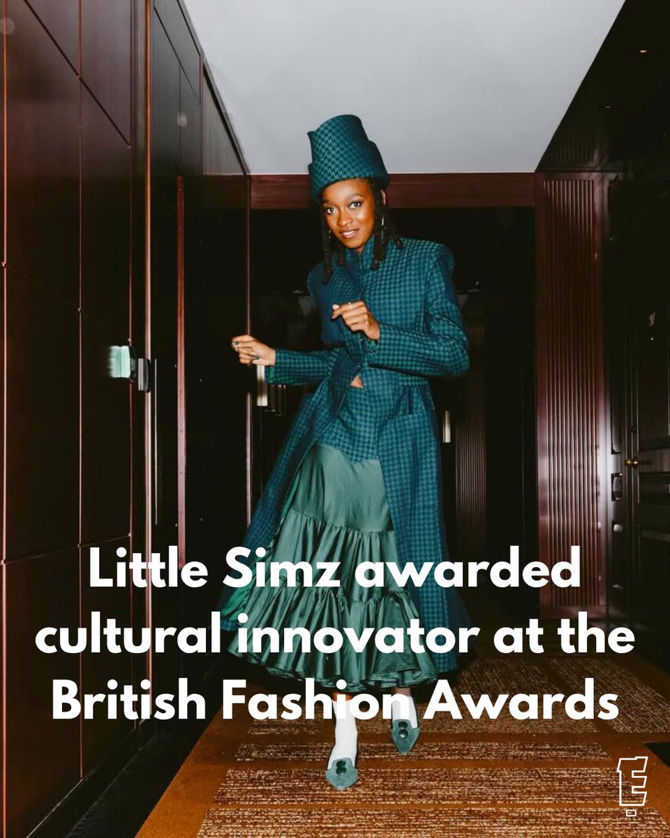 Effecttnews's tweet photo. @LittleSimz awarded cultural innovator at the British Fashion Award 2025. https://t.co/eq6ICf9IBy