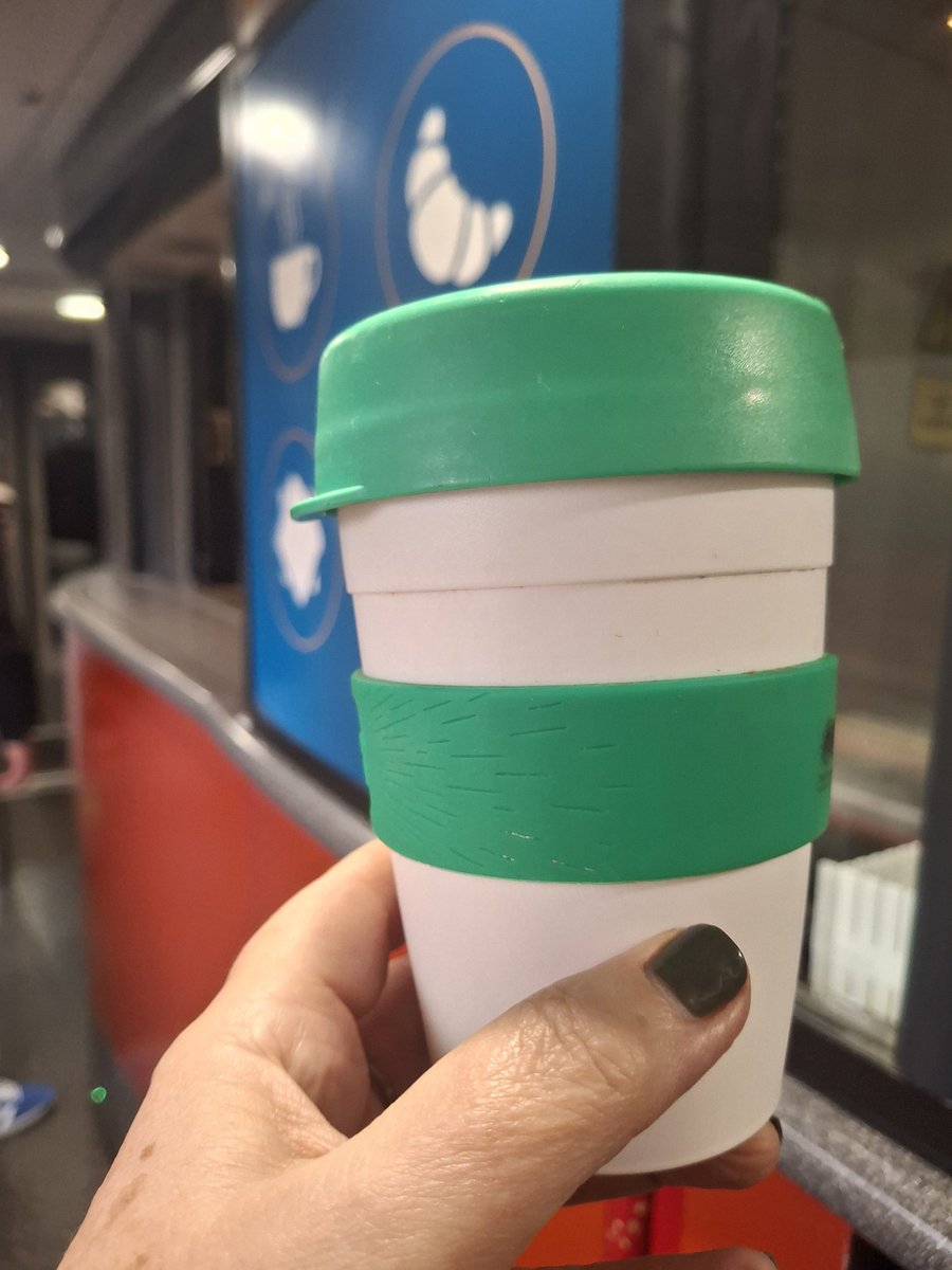 This is my empty coffee cup. Empty because <a href="/EastMidRailway/">East Midlands Railway (EMR)</a> staff are not allowed to fill. They will use a disposable one and you can pour it into your own. Thus wasting a cup and removing the point. 

TOTAL FAIL from East Midlands Wasters