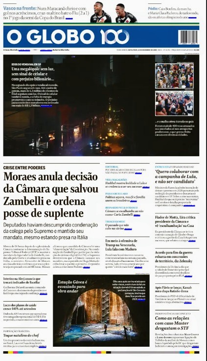 Será que a capa do <a href="/JornalOGlobo/">Jornal O Globo</a> daria o mesmo "destaque" caso o Flamengo vencesse de virada um clássico da semifinal da Copa do Brasil, batendo recorde de público na competição, com mais de 70% da torcida deles ocupando e fazendo uma festa inigualável no Maracanã? E ainda há