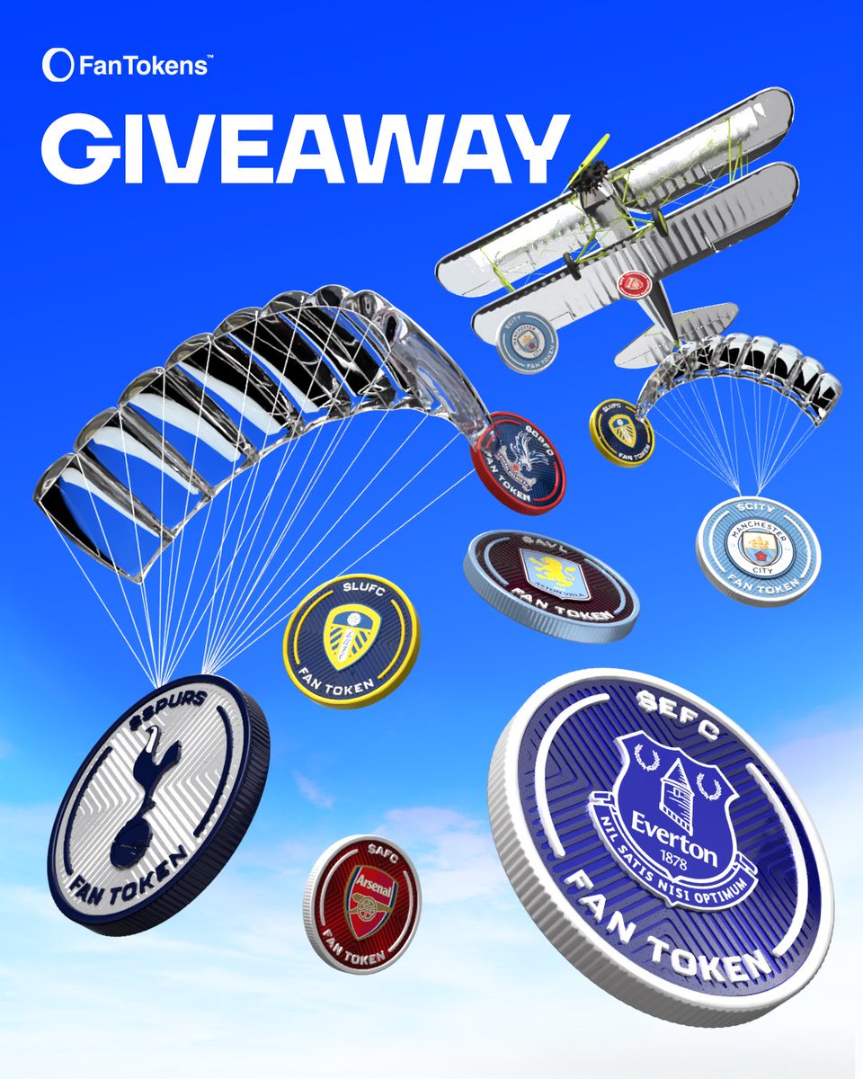 𝐅𝐚𝐧 𝐓𝐨𝐤𝐞𝐧 𝐆𝐢𝐯𝐞𝐚𝐰𝐚𝐲 🥳

Celebrating the 7 clubs On-Chain that represent the English football DNA.

𝐓𝐡𝐞 𝐒𝐭𝐞𝐩𝐬.
1️⃣ Follow <a href="/FanTokens/">Fan Tokens™</a>
2️⃣ Like &amp; Retweet
3️⃣ Reply with your favourite English Fan Token

𝐓𝐡𝐞 𝐏𝐫𝐢𝐳𝐞.
🎁 50 $AFC + 50 $CITY + 50 $SPURS + 50