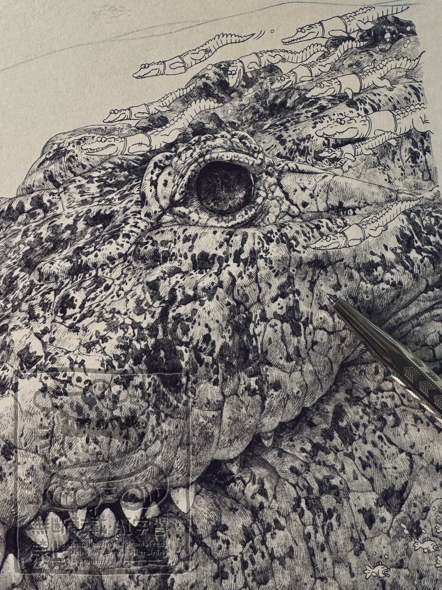 働かない頭をフル回転させながら描くワニの模様…✍️
