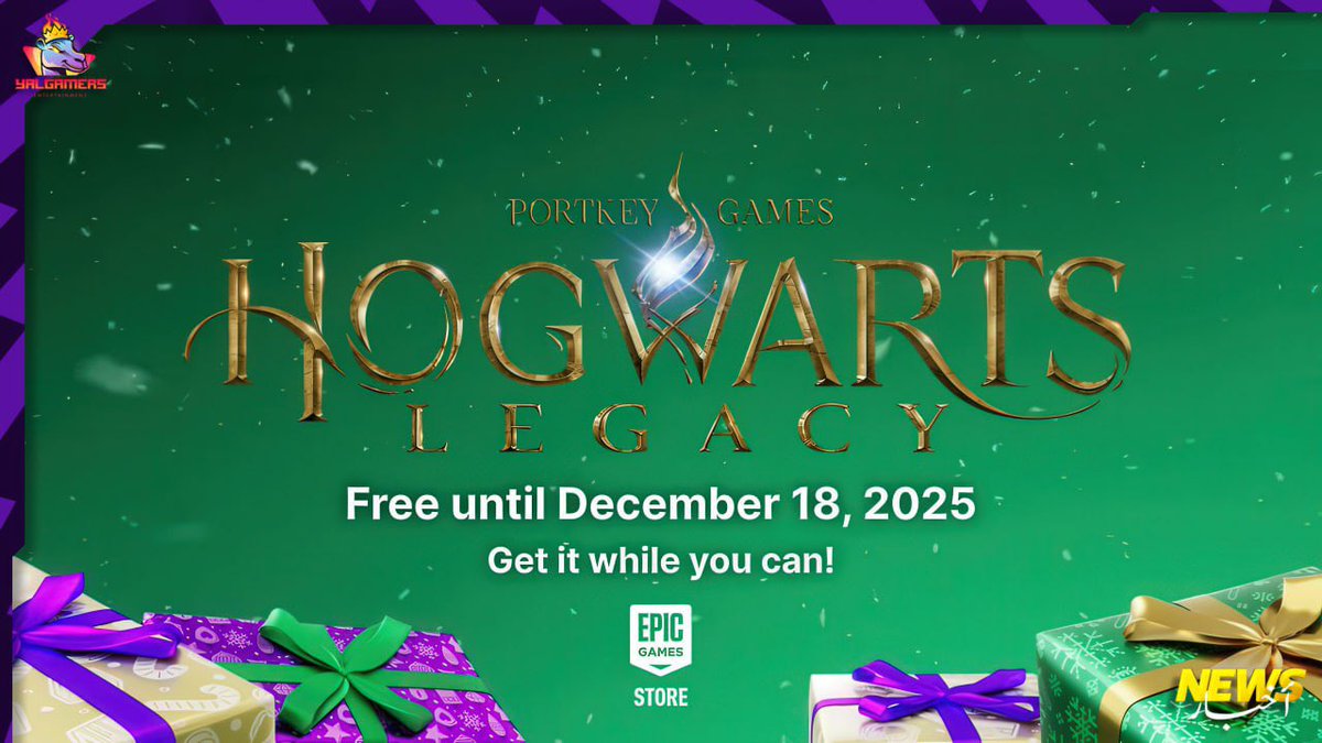 yalgamers_gg's tweet photo. ✨ The wizarding world is waiting!

Hogwarts Legacy is now FREE on @EpicGames, letting players experience Hogwarts, master spells, and explore a magical open world.

⏳ This limited-time offer is available until the 18th, so make sure to claim it before it’s gone.

#Yalgamers https://t.co/CgbPyIfWro