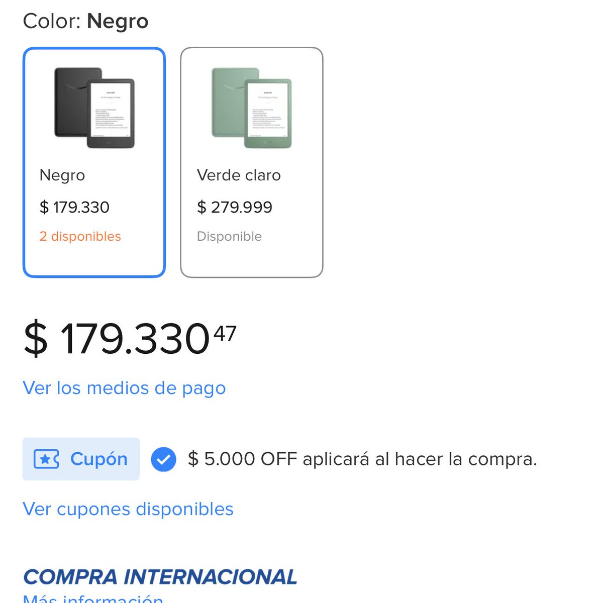 lunatika_shd's tweet image. Baratísimo el Kindle modelo 2024 a menos de $200.000 🤯

Es compra internacional: si no tenés cupo en el CUIT seguro te llega el año que viene y entra igual (y sino usá CUIT de otra persona)

$193.196 precio final con impuestos + cupón DOCEDELDOCE

mercadolibre.com/sec/1U7XeXC