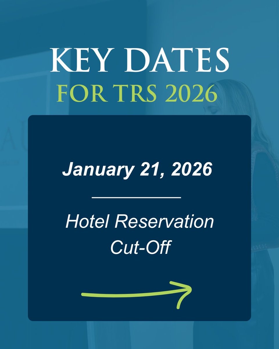 TxRadSociety's tweet image. Mark your calendars for #TRS2026! 📅

✅ Last day for reg. savings: Jan 20, 2026
✅ Hotel cut-off: Jan 21, 2026 
✅ Annual Meeting: Feb 12–15, 2026 

Details: zurl.co/4HkpE

#RadiologyEducation #Radiology #TexasRadiology