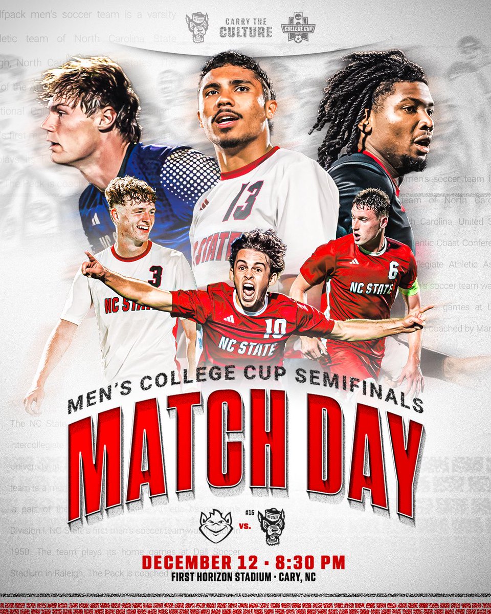 MATCH DAY // NCAA SF

🆚 Saint Louis
⏰ 8:30 PM
📍 Cary, NC
⚽️ First Horizon Stadium
📺 ESPNU
#CarryTheCulture