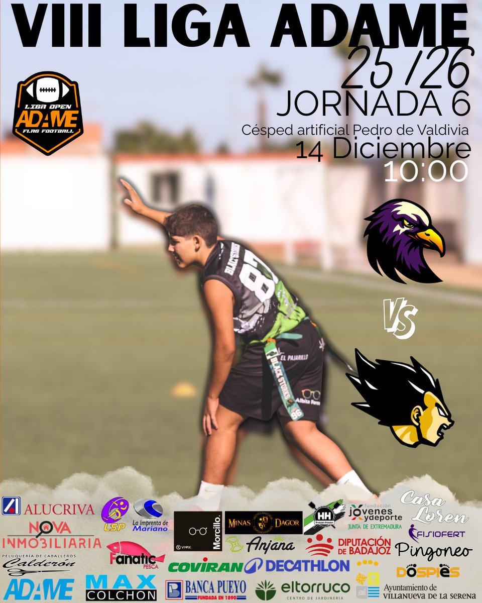 #Raptors🦅 y #Saiyans🉐 terminan la fase regular de la 🏟 Liga ADAME 2025 este domingo, sin nada en juego pero con mucho que decir ambos equipos de cara a los 🏈 Playoffs.

JORNADA 6️⃣
🕙 10:00h
#Raptors🦅 #Saiyans🉐
📺 Twitch #blackstorkslive 

🔗blackstorks.com/2025/12/10/rap…