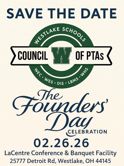 Every year, Westlake Council of PTAs and our individual PTA units come together to recognize volunteers and educators who go above and beyond to positively impact students across the District.
Please save the date Thursday, 2/26/26, as we gather for our Founders' Day celebration