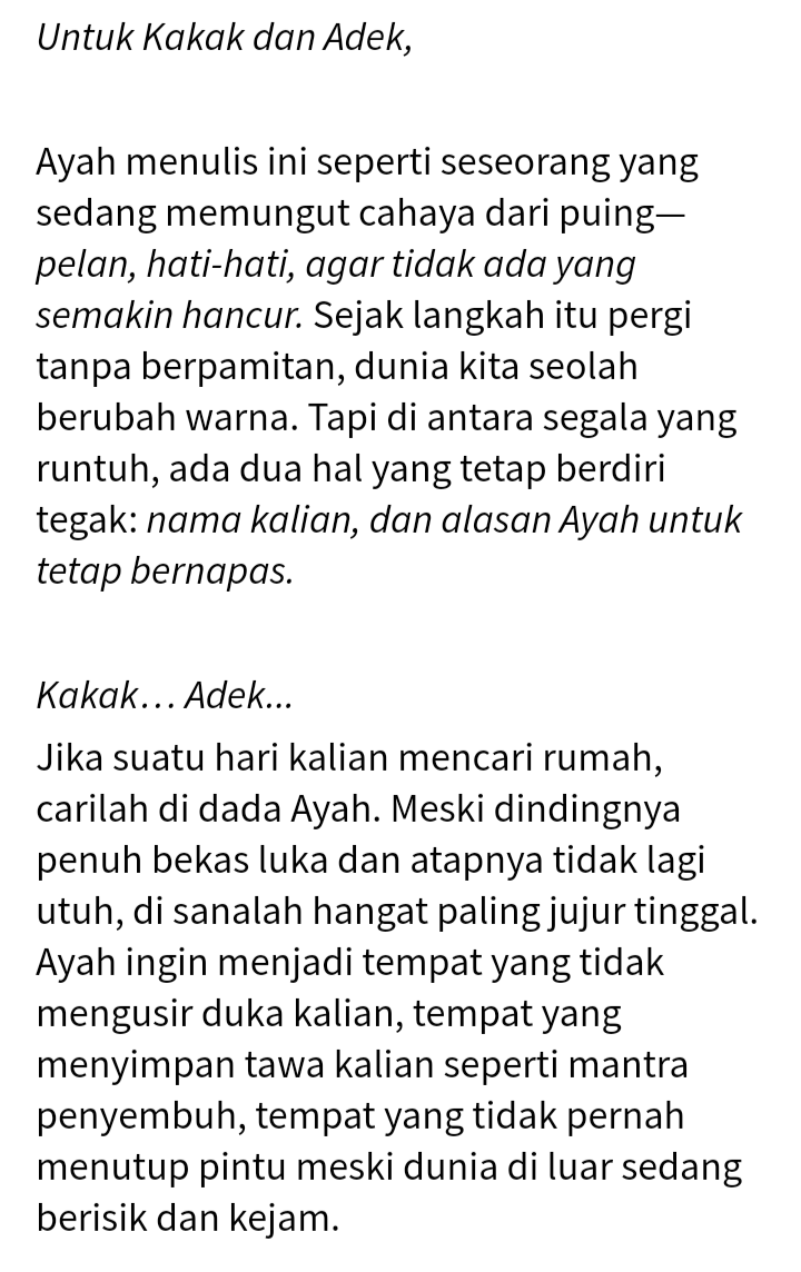 Nonakejuvelvet's tweet photo. 30 - surat dari ayah; untuk dua nyawa di hidupnya https://t.co/eSPttZ3rWw