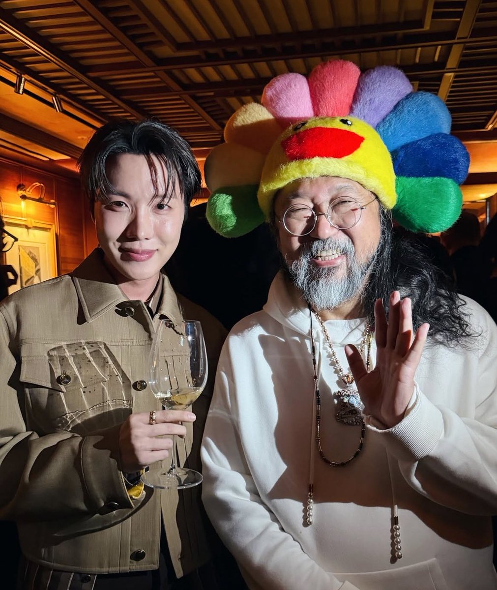 j-hope and Takashi Murakami at the Louis Vuitton Visionary Journey opening in Seoul