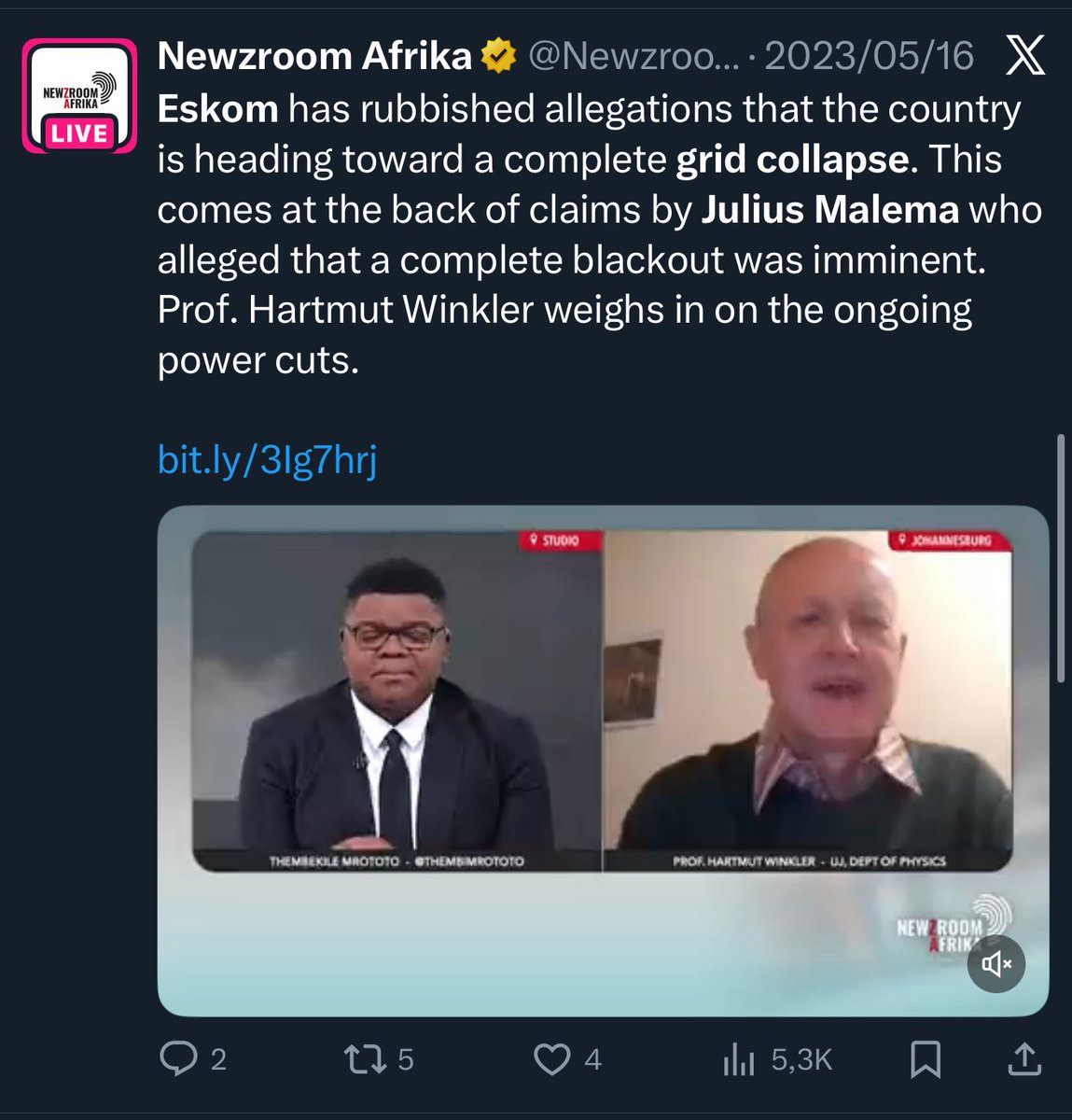 UnmovedLee's tweet photo. @mybroadband Turns out the EFF was correct to say we were on the Brink of a total grid collapse.
The #SwartGevaar among white people is regressive https://t.co/IF2j49FXq1