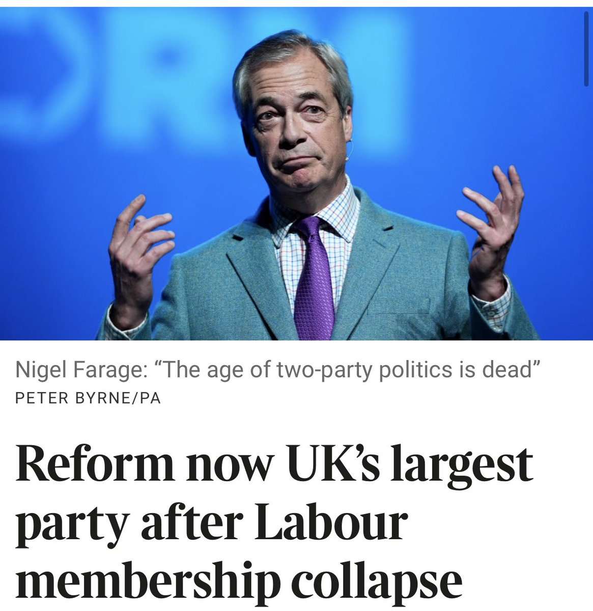 drdavidbull's tweet photo. 🚨It’s official: Reform UK is now the largest political party in Britain. 

https://t.co/bXmUuC5TM4 https://t.co/iWaC39seva