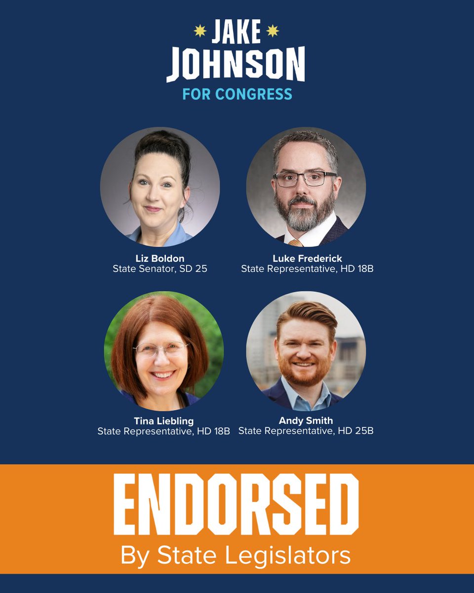 Thank you to state legislators Liz Boldon, Luke Frederick, Tina Liebling, and Andy Smith for endorsing our campaign for Congress today!

As advocates for Southern Minnesota in the state legislature, they understand the vital importance of having a champion for Southern Minnesota